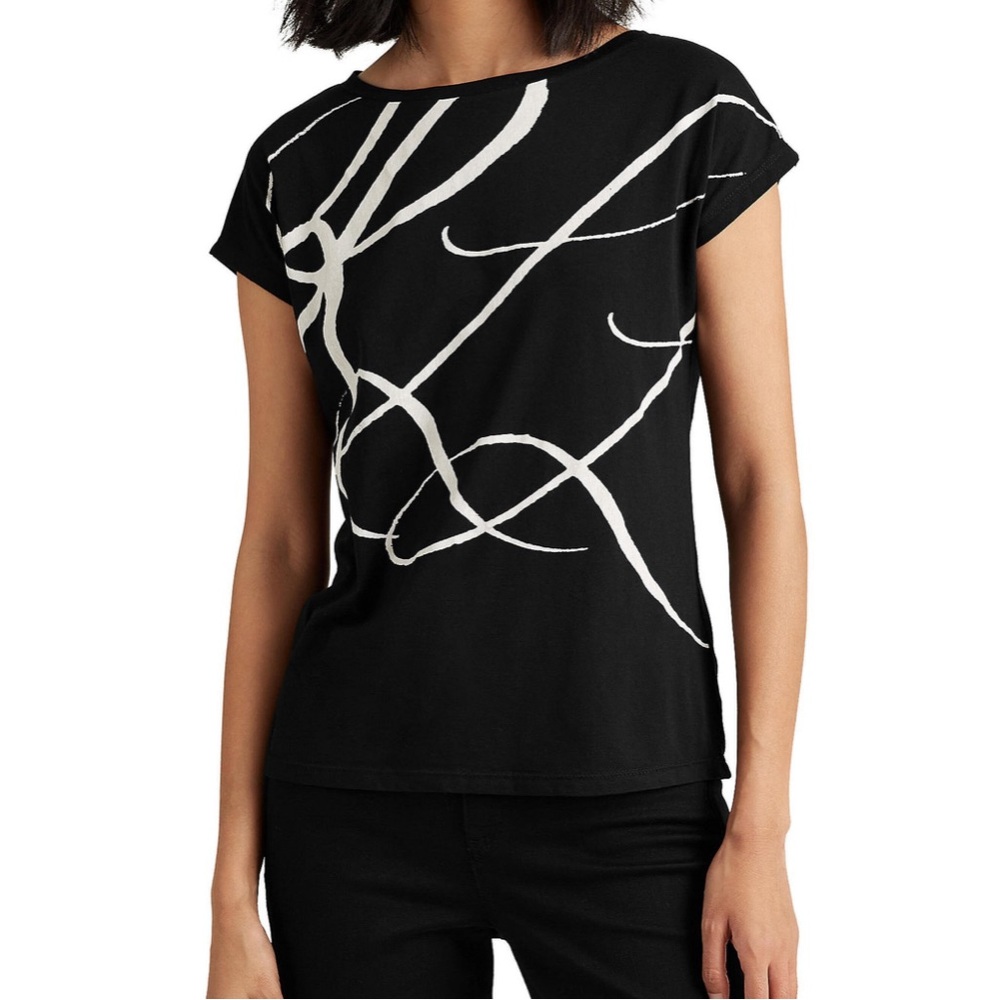 Lauren Ralph Lauren Black and White Print Tee - SP